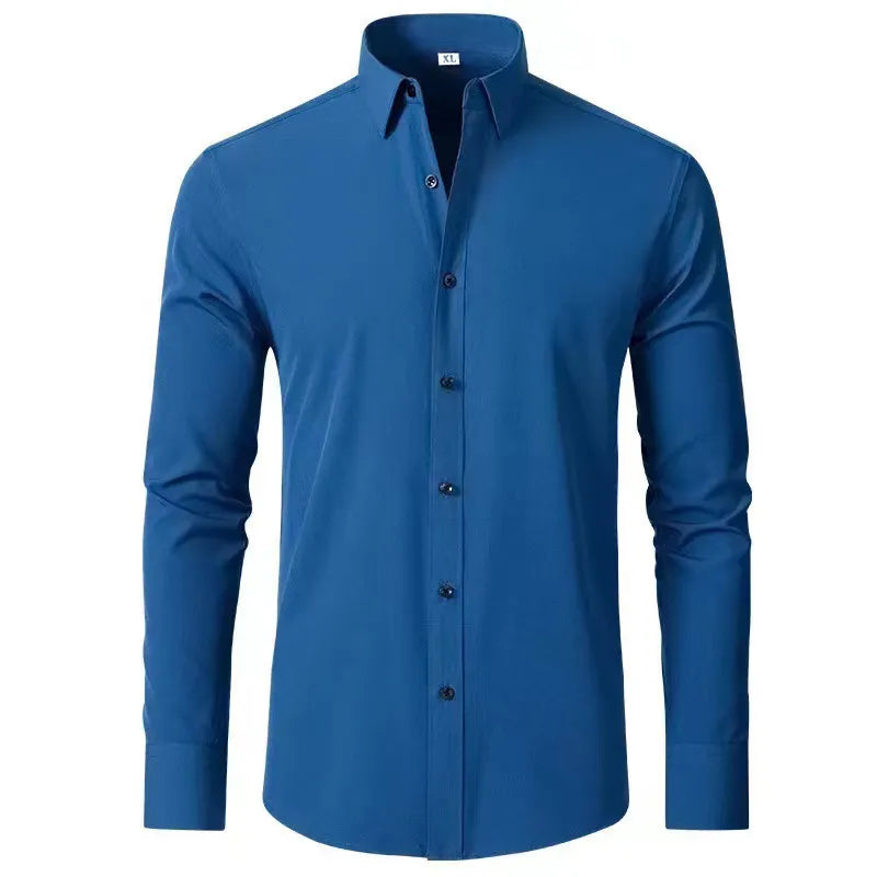 Men's Plus Size Button Up Long Sleeve Shirt - cas7m