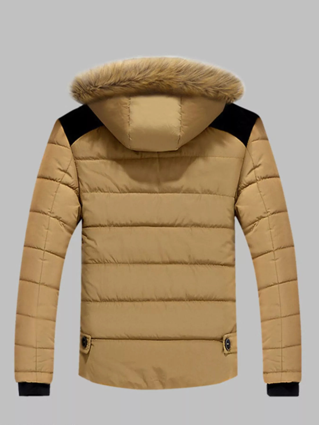 Men's Plus Size Padded Fur Hood Puffer Jacket - cas7m