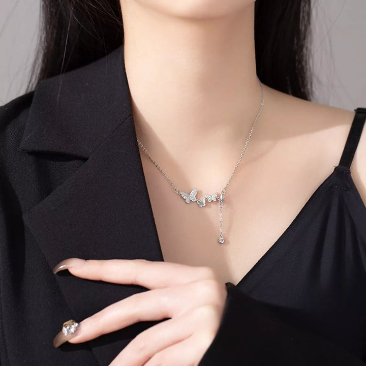 925 Sterling Silver Butterfly Necklace - cas7m