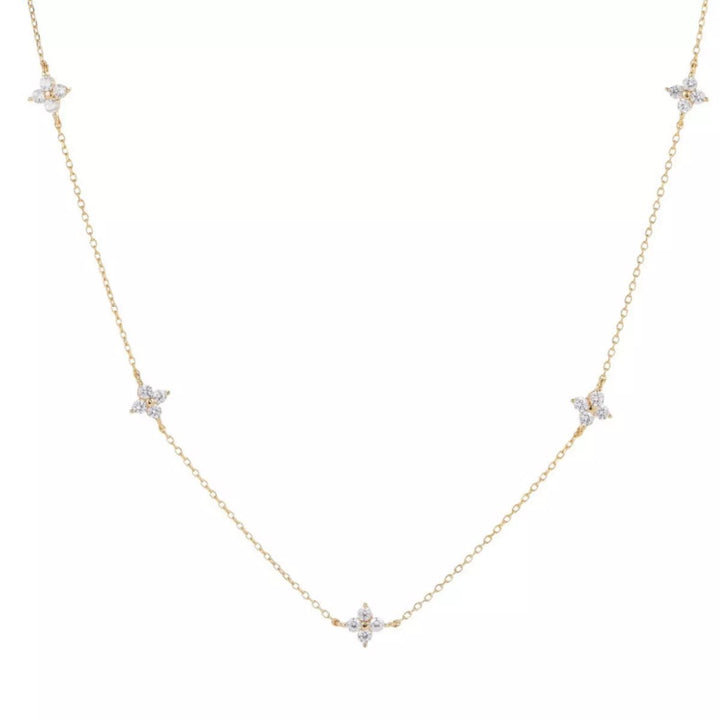 925 Sterling Silver Clover Charm Necklace - cas7m