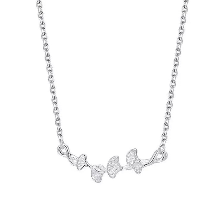 925 Sterling Silver Ginkgo Leaf Necklace - cas7m