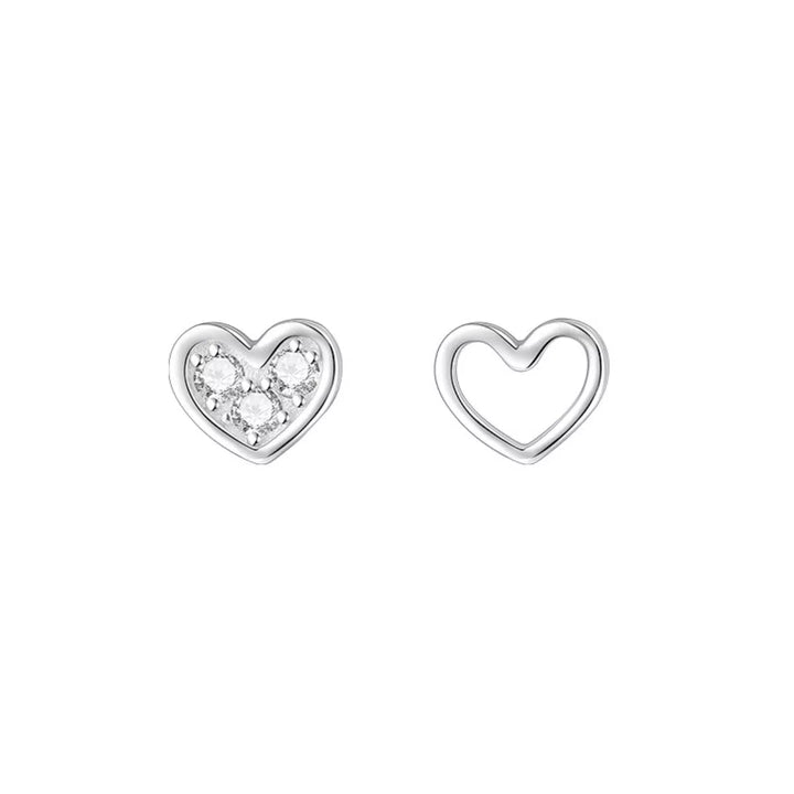 925 Sterling Silver Heart Stud Earrings - cas7m