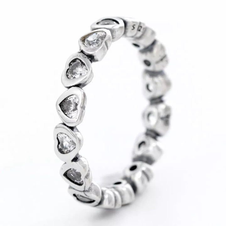 925 Sterling Silver Zircon Heart Ring - cas7m