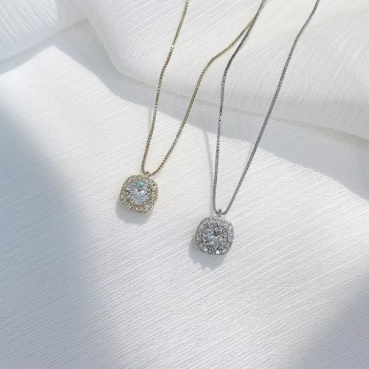 925 Sterling Silver Zircon Pendant Necklace - cas7m