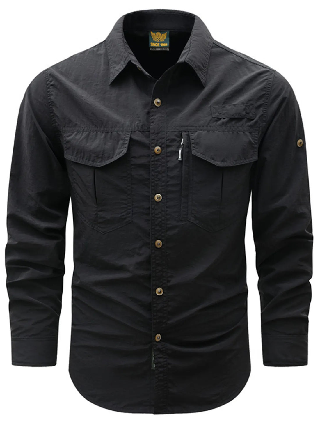 Men's Plus Size Button Up Long Sleeve Shirt - cas7m