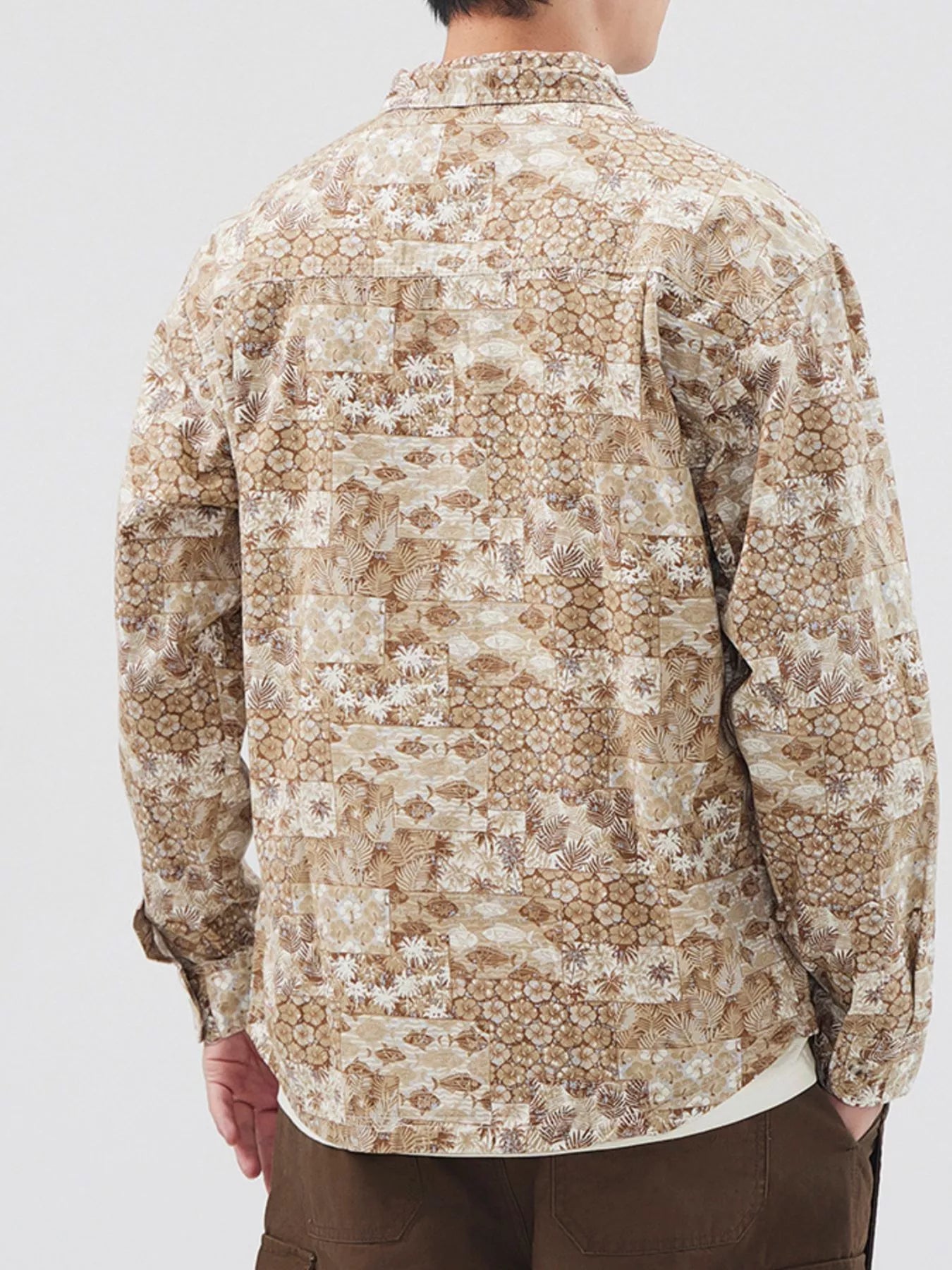 Men's Plus Size Button Up Long Sleeve Shirt - cas7m