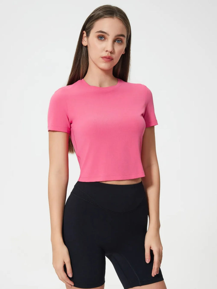 Millennia Round Neck Short Sleeve Active T-Shirt - cas7m