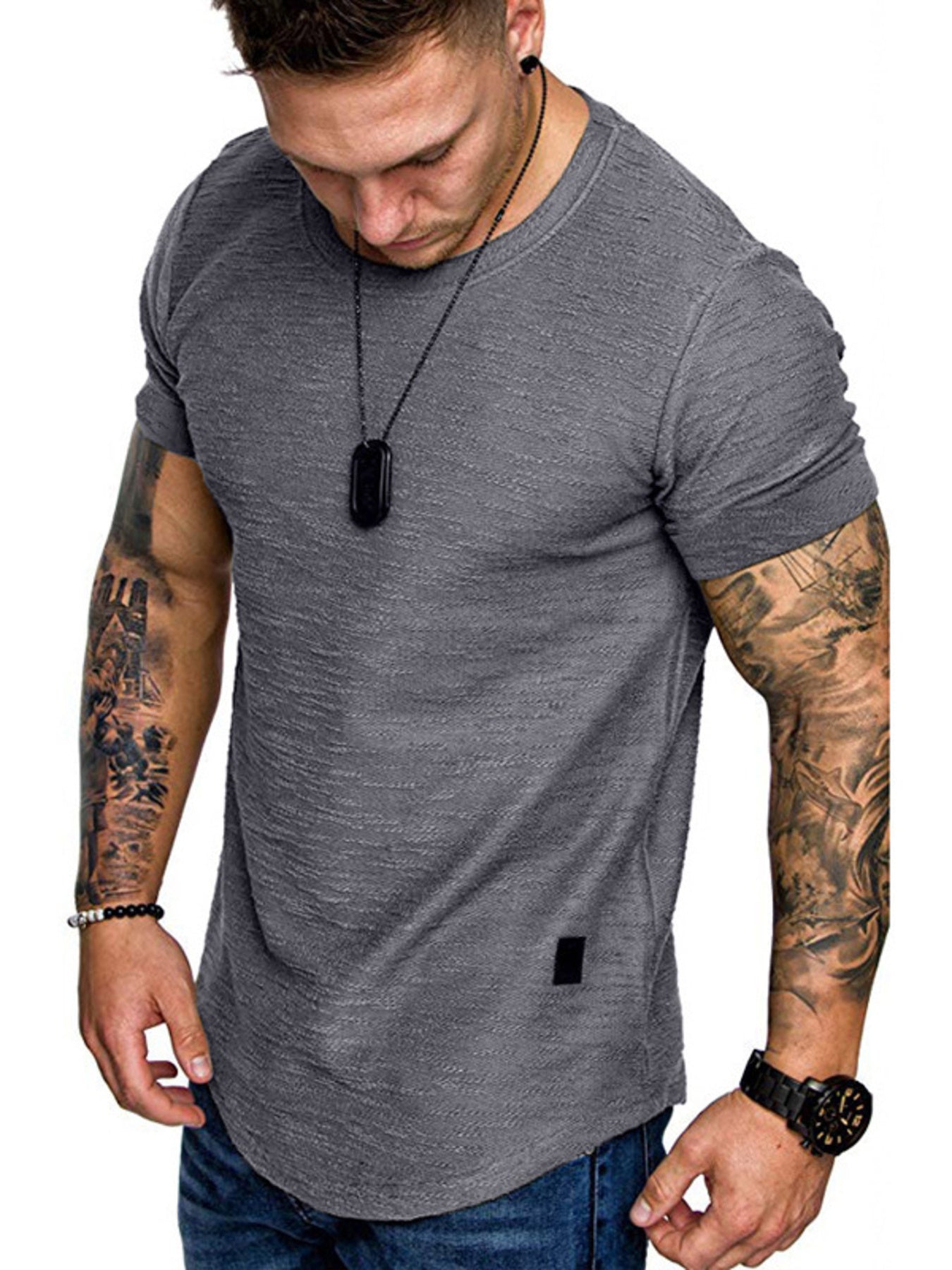 Men's Round Neck Slim Fit Casual T-Shirt - cas7m