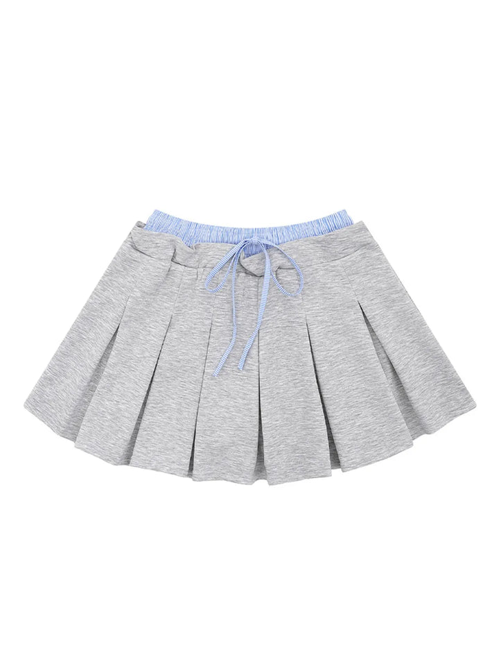Drawstring Pleated Mini Skirt - cas7m