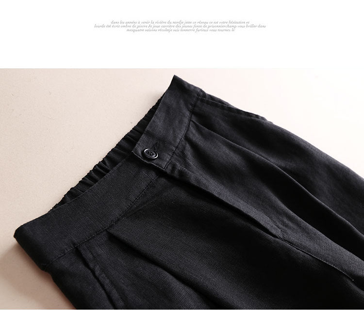 Cotton Linen Women's Wide Leg Thin Casual Pants - cas7m
