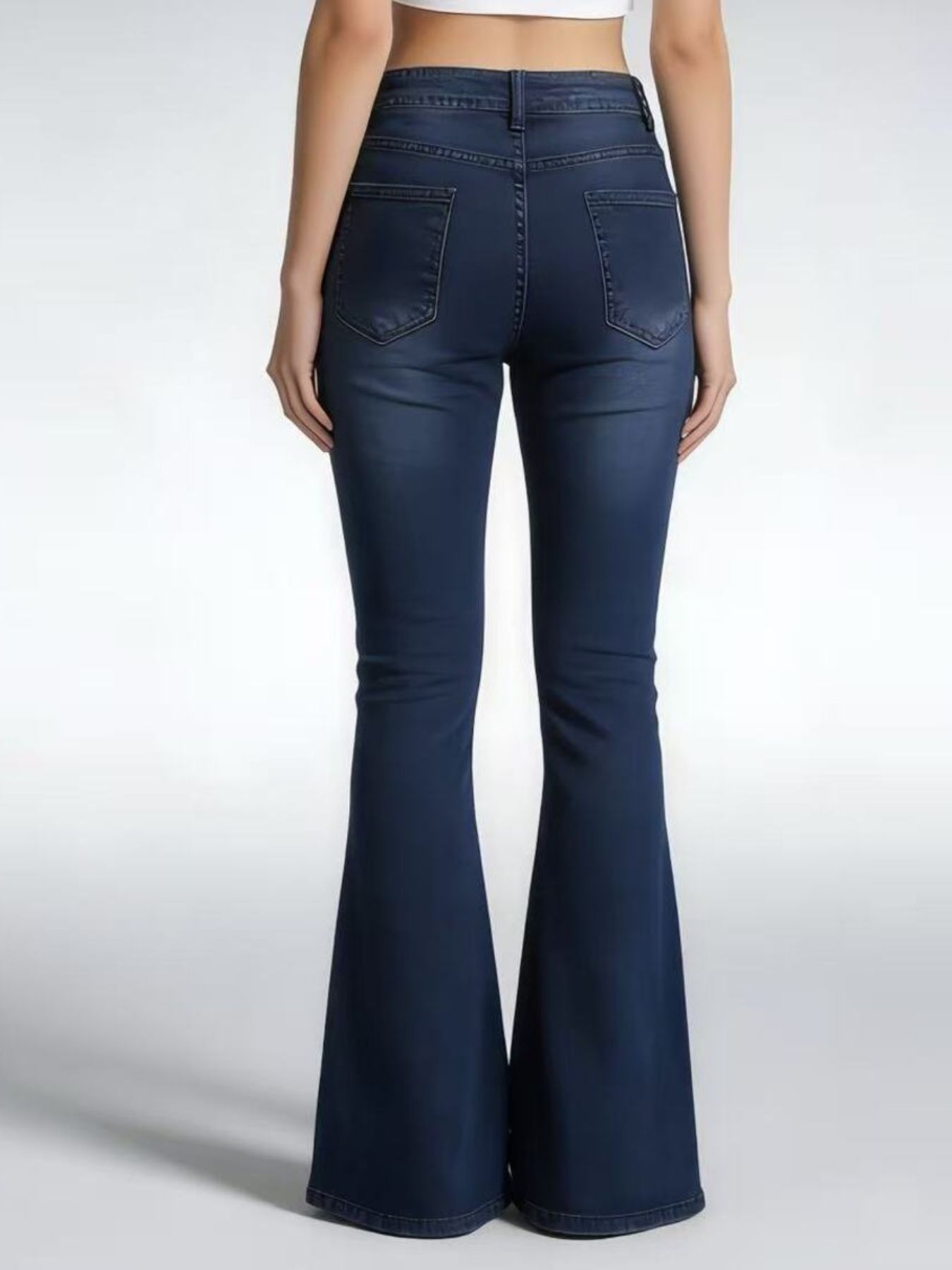 Full Size Vintage Wash High-Waisted Flare Jeans Plus Size - cas7m