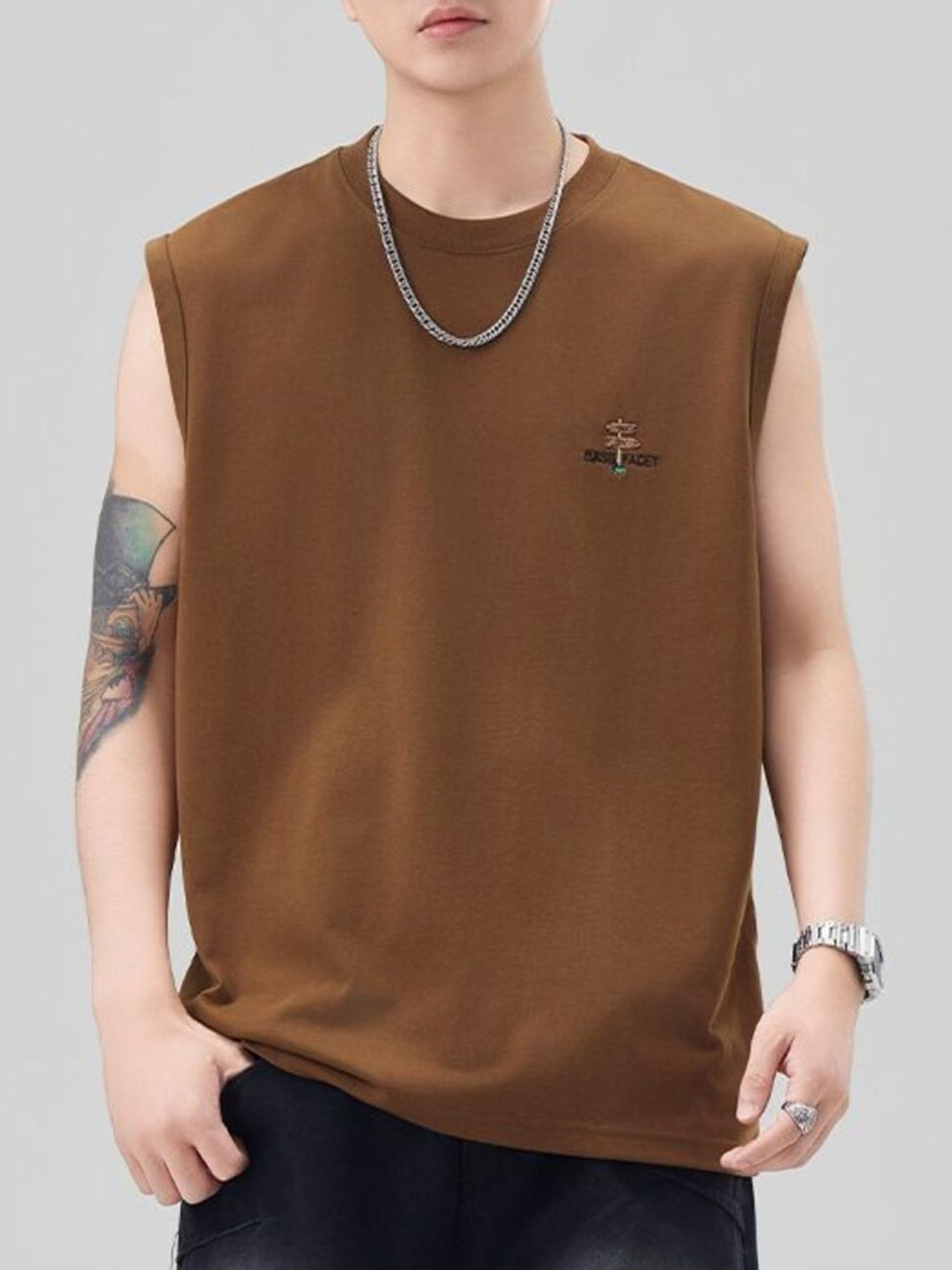 Men's Plus Size Round Neck Tank - cas7m
