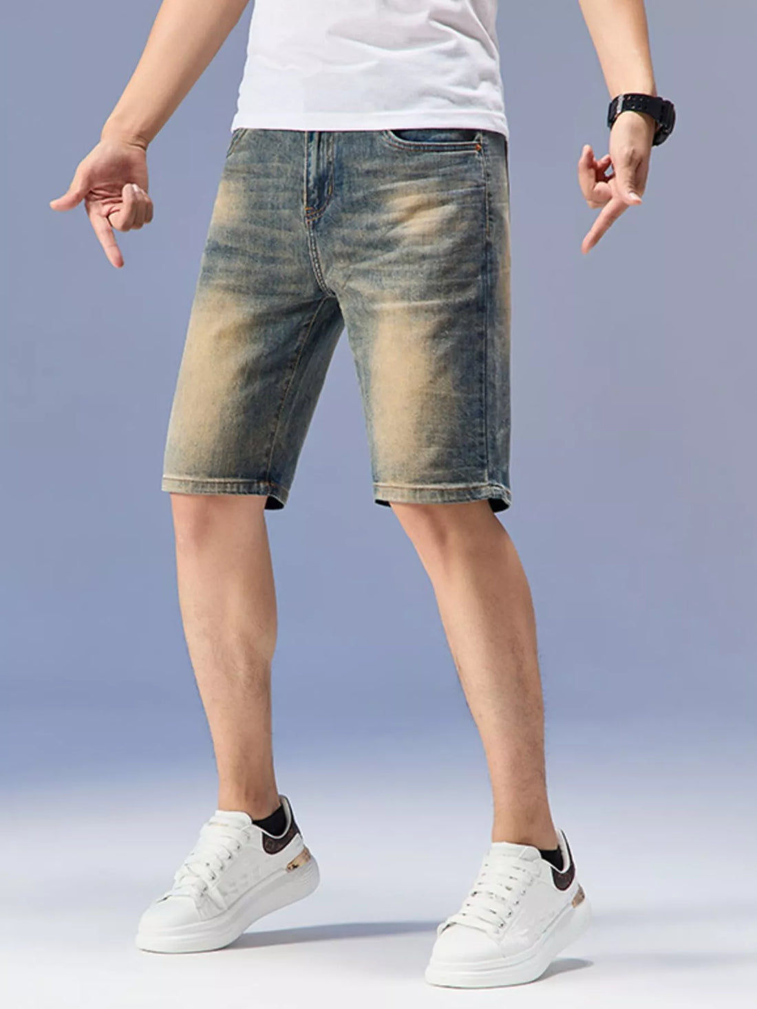 Men's Washed Denim Shorts - cas7m