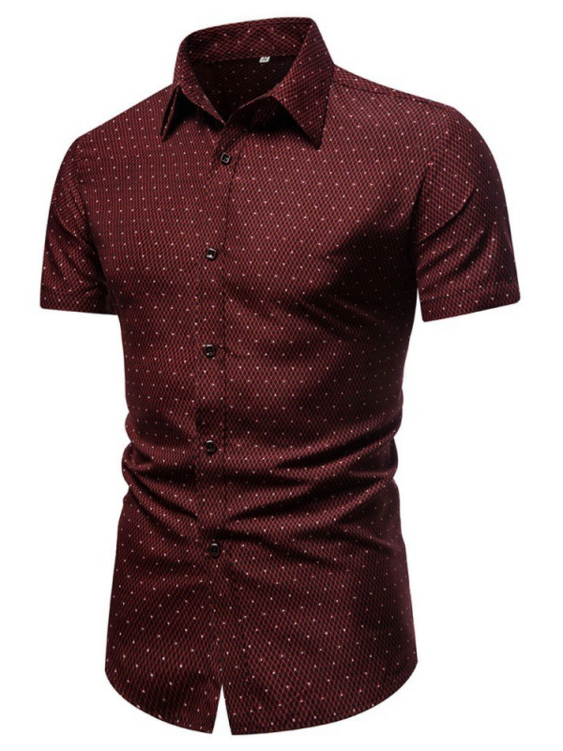 Men's Slim Fit Short Sleeve Dotted Shirt - cas7m