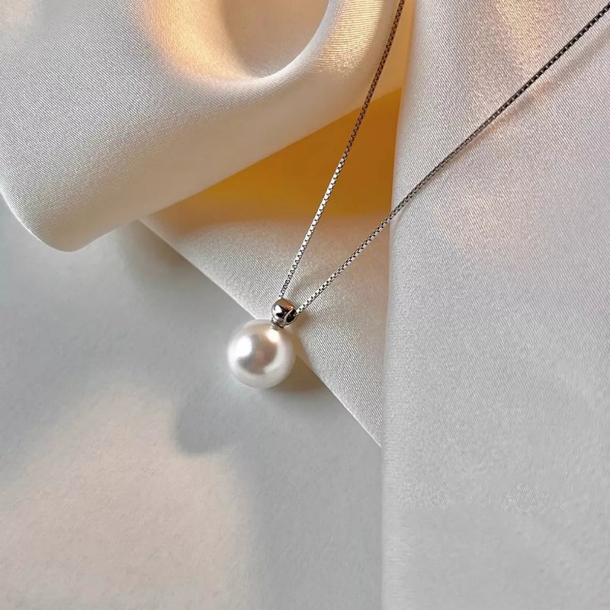 925 Sterling Silver Bead Pearl Necklace - cas7m