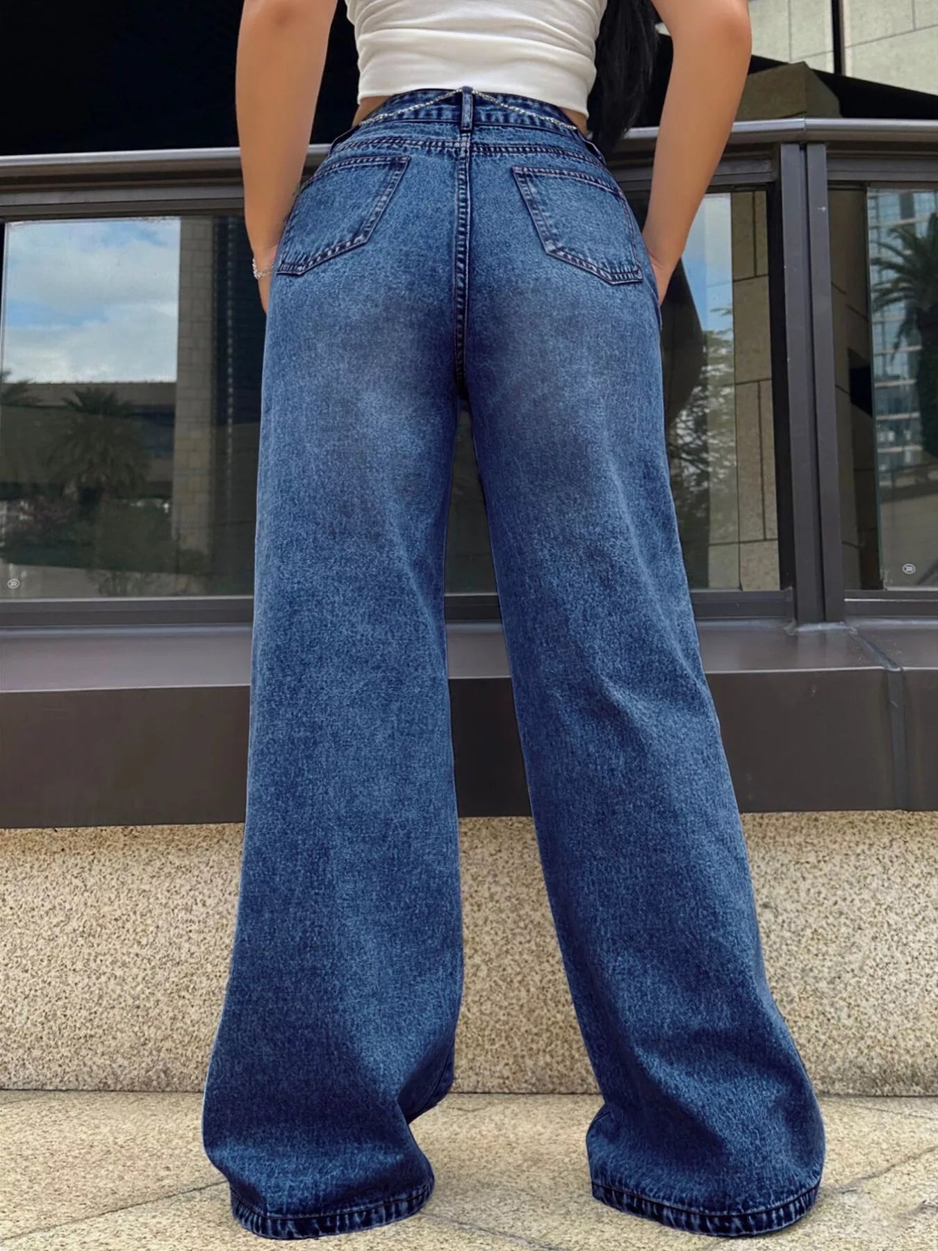 High-Waisted Wide Leg Jeans - cas7m