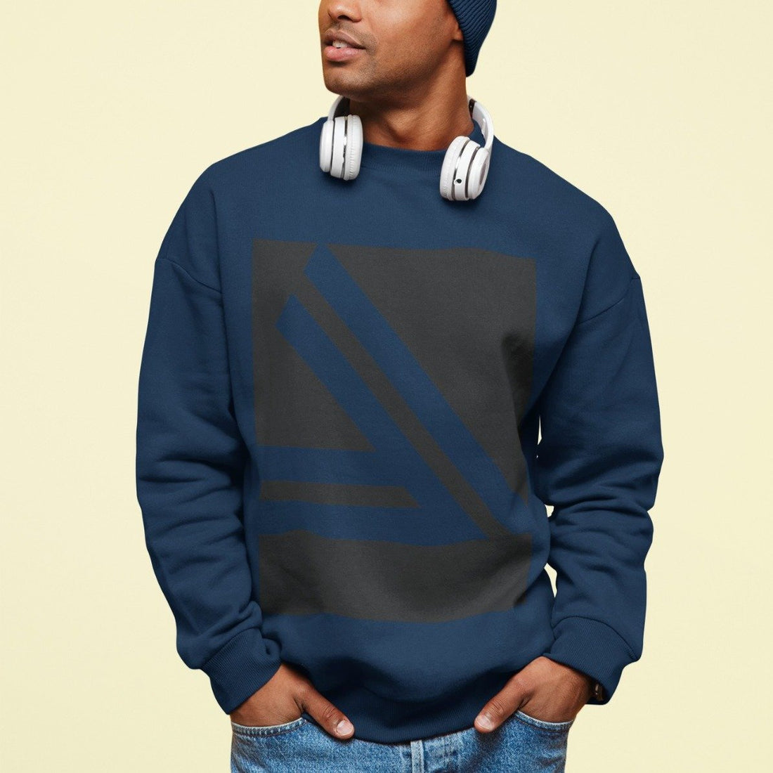 Men's Double Slanted Logo Crewneck Sweatshirt - cas7m