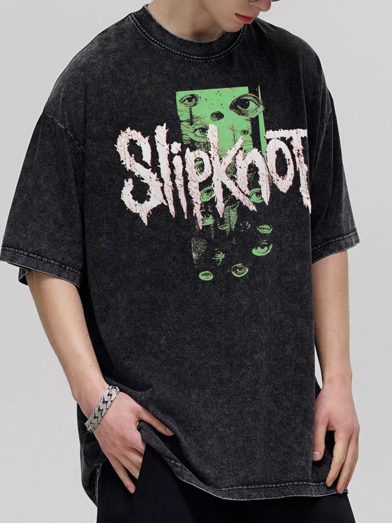 Men's Slipknot Graphic Vintage Wash T-Shirt - cas7m