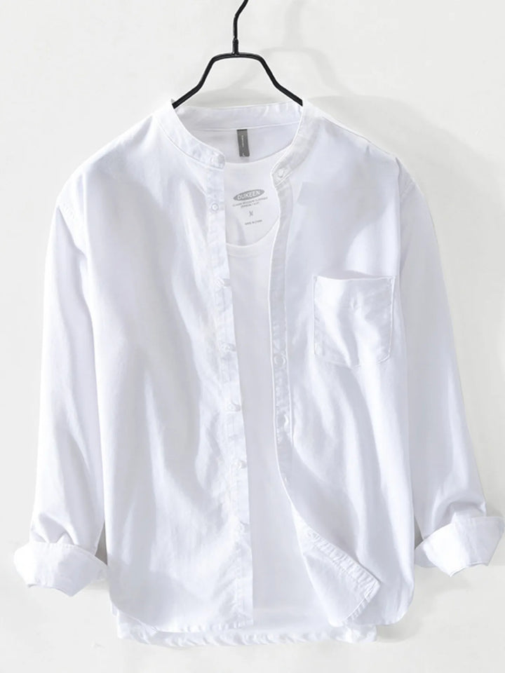 Men's Plus Size Button Up Long Sleeve Shirt - cas7m
