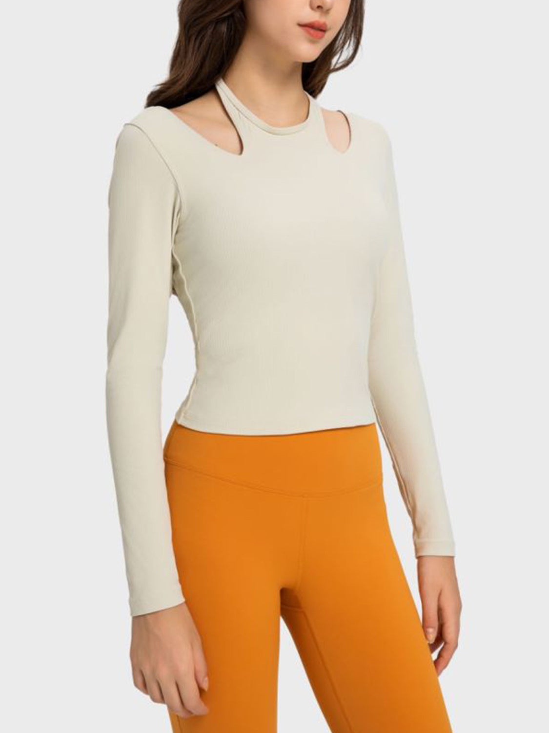 Millennia Halter Neck Long Sleeve Sporty Top - cas7m