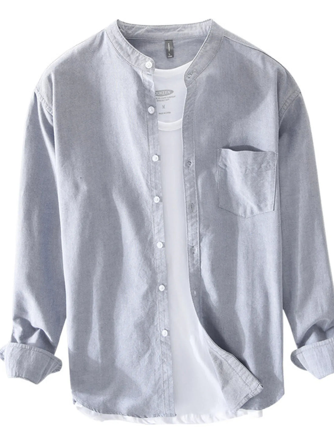 Men's Plus Size Button Up Long Sleeve Shirt - cas7m