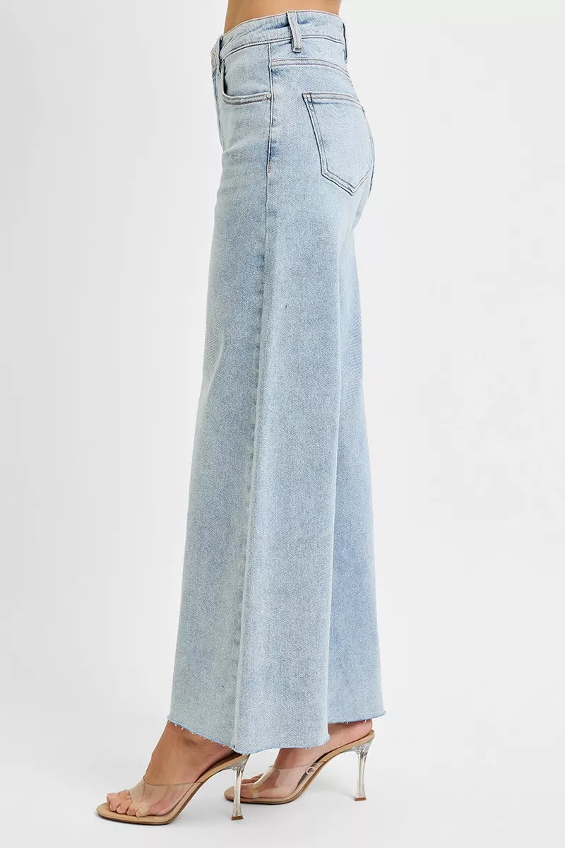 RISEN Full Size High Rise Ankle Wide Palazzo Jeans Plus Size - cas7m