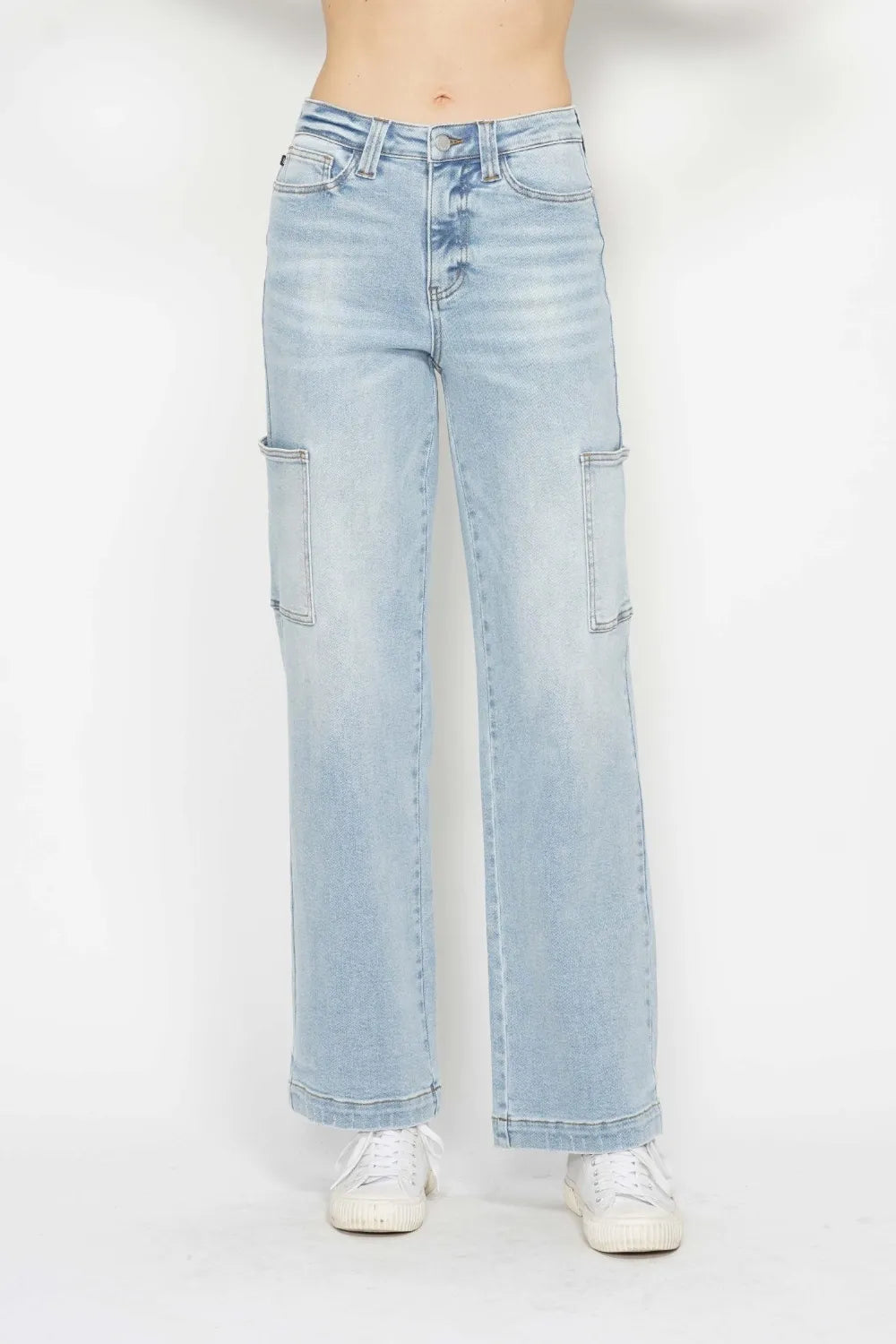 High Waist Cargo Pocket Jeans – Stylish Utility Fit - cas7m