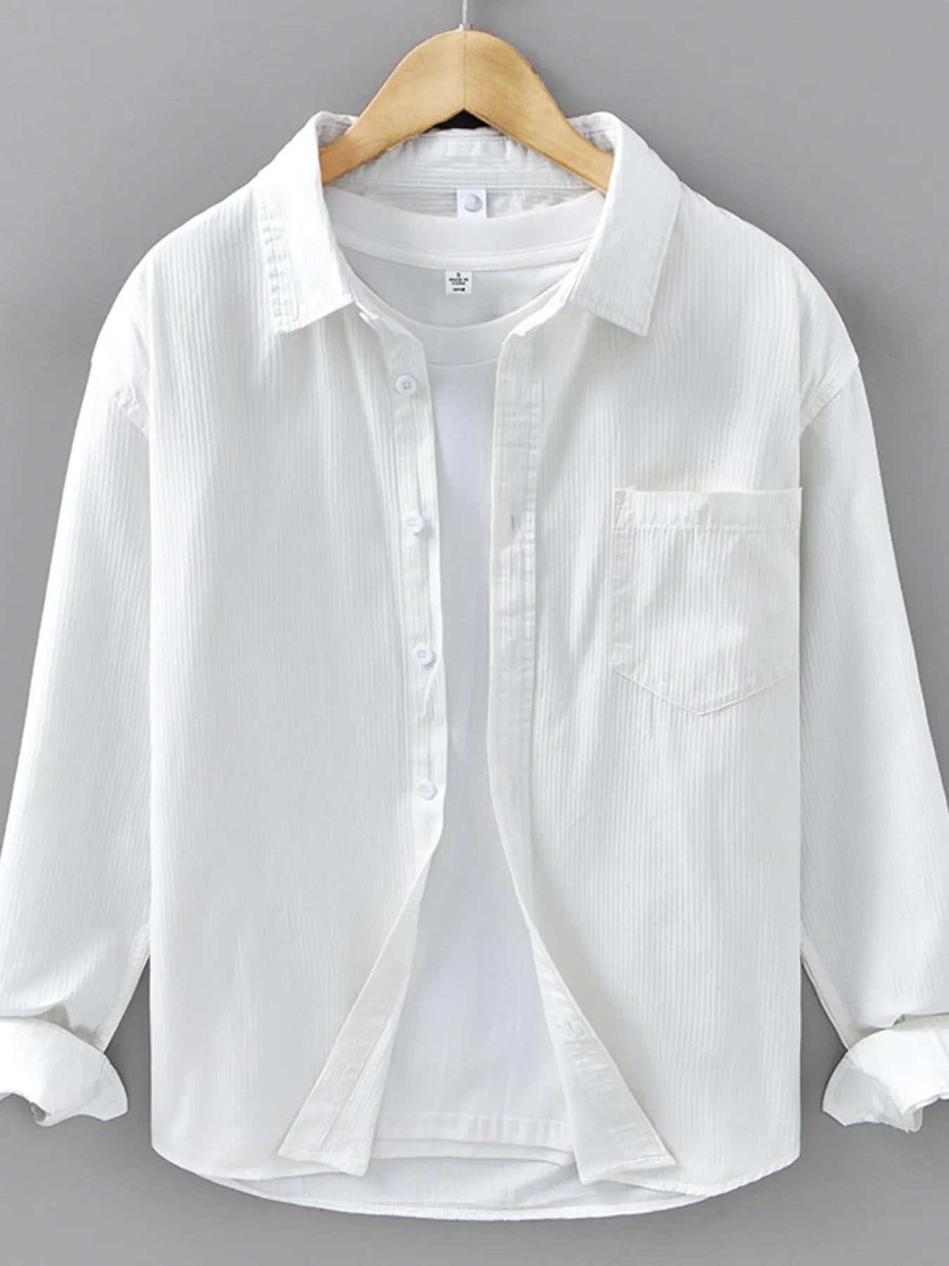 Men's Plus Size Button Up Long Sleeve Shirt - cas7m