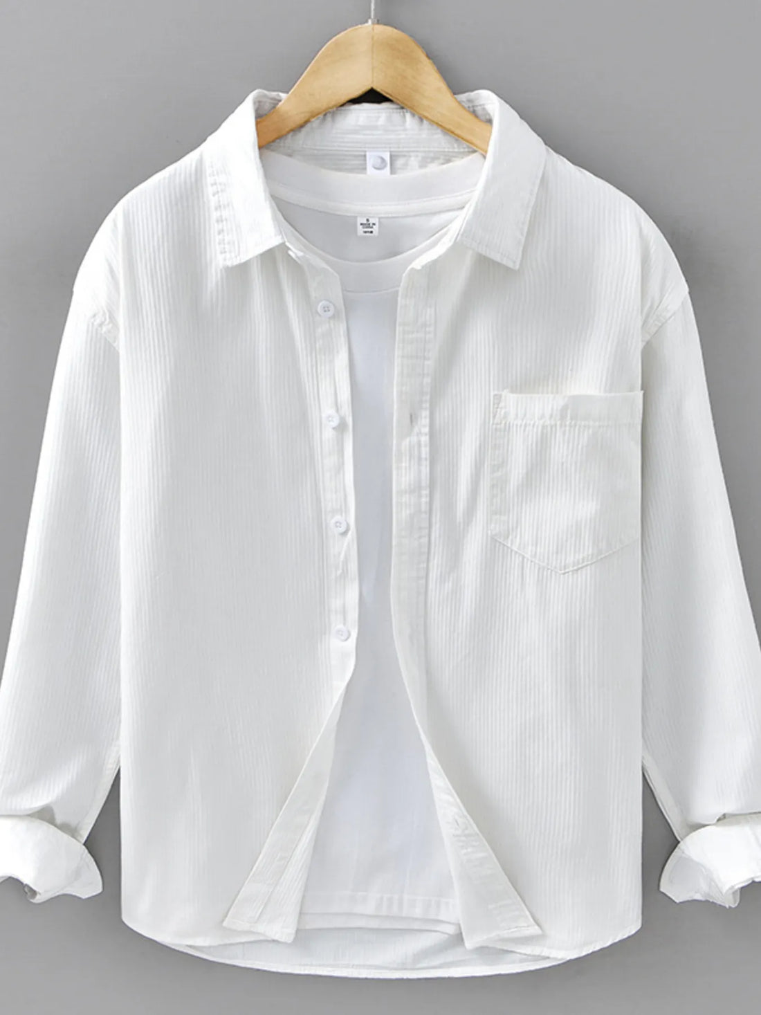 Men's Plus Size Button Up Long Sleeve Shirt - cas7m