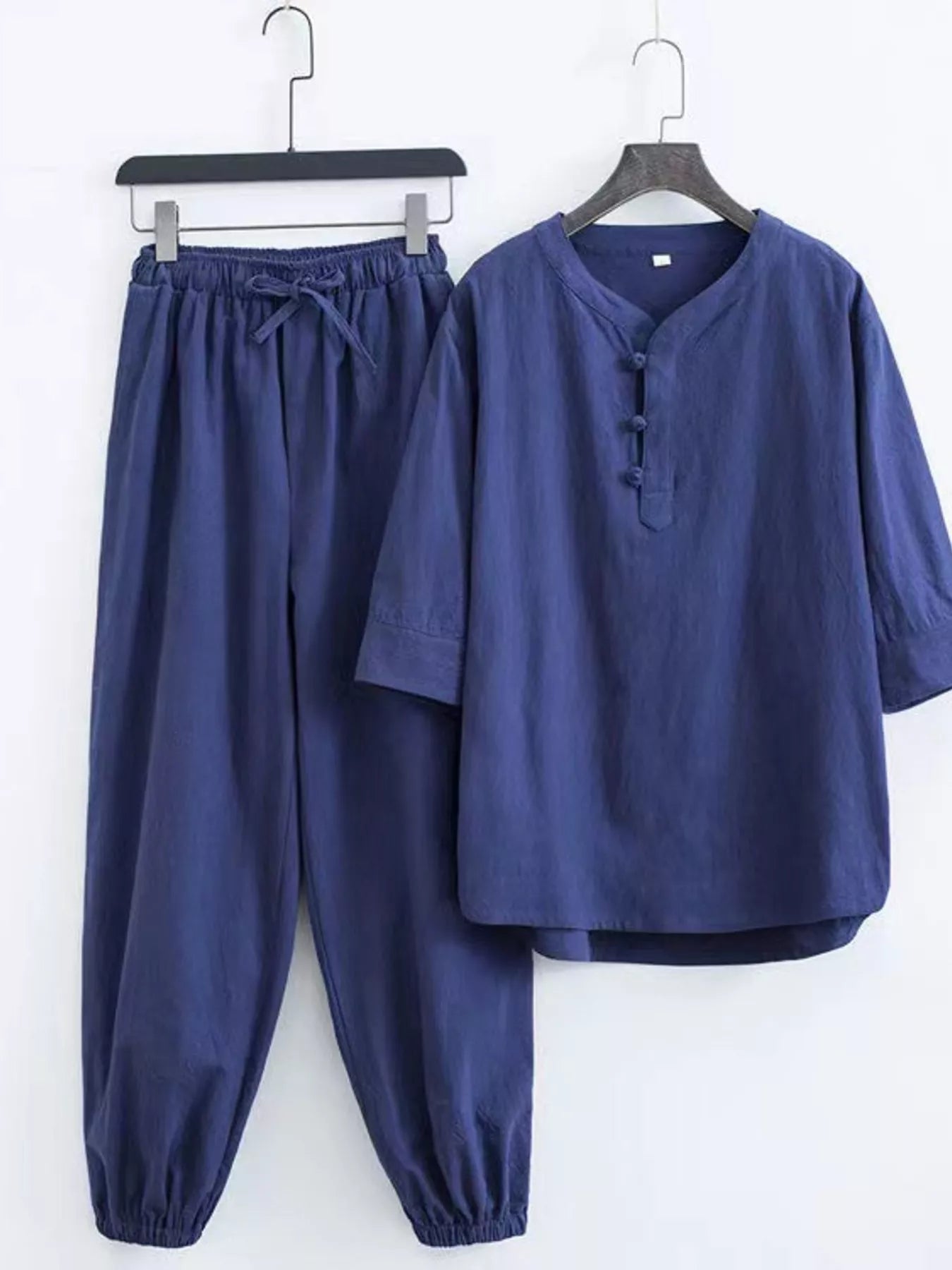 Men's Plus Size Chinese Style Top and Pants Set - cas7m