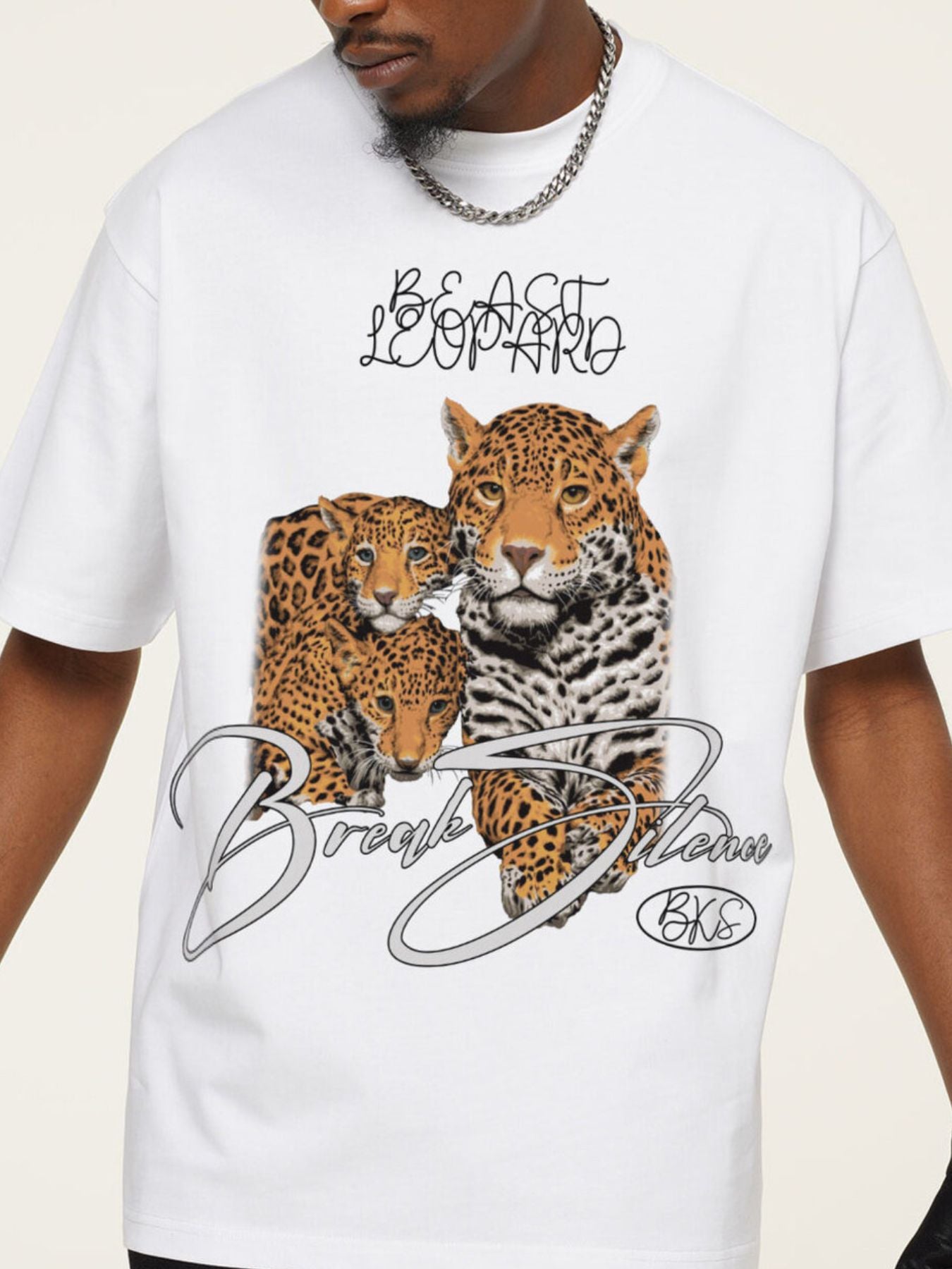 Men's Vintage Leopard Graphic Round Neck T-Shirt - cas7m