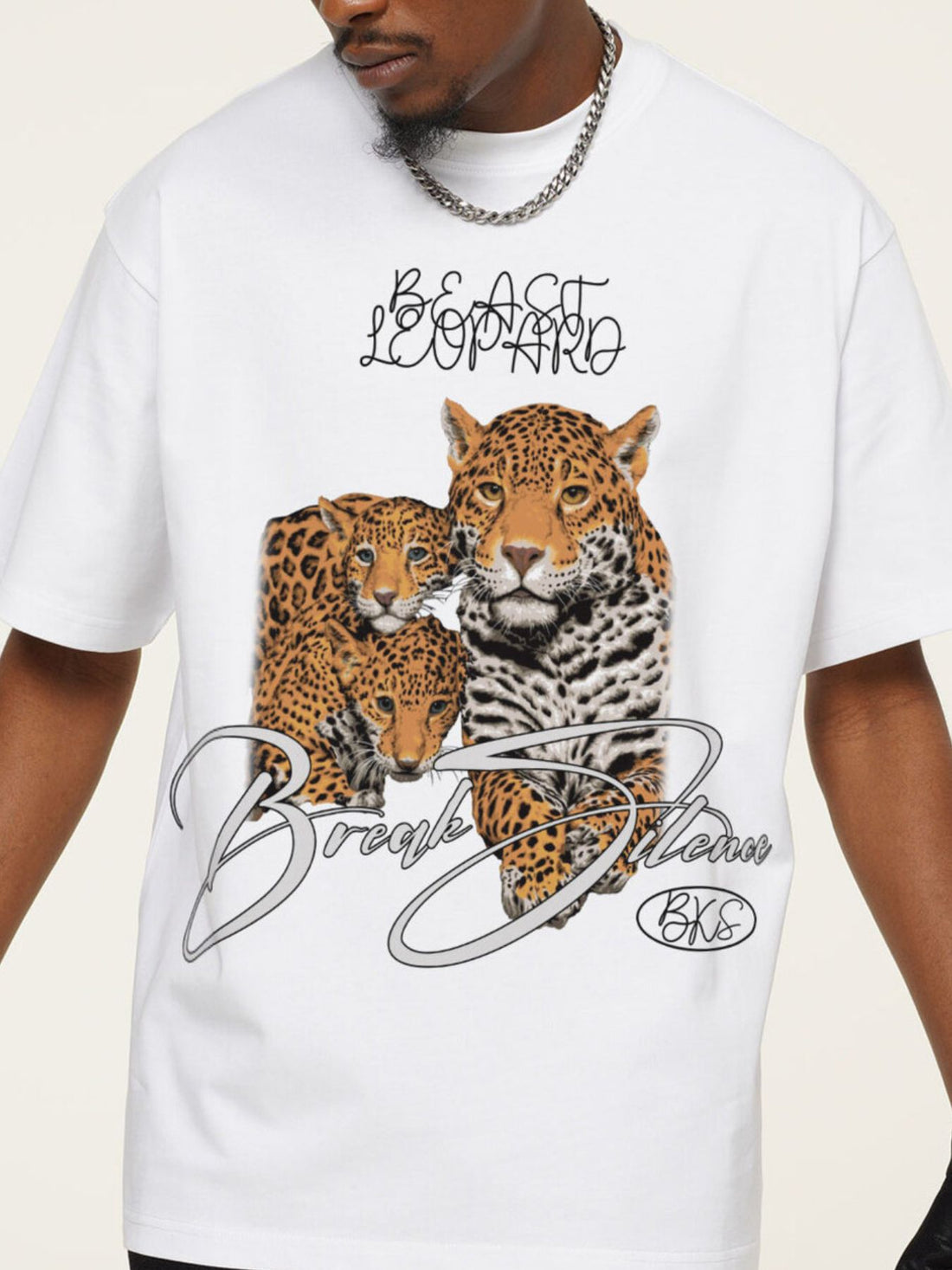 Men's Vintage Leopard Graphic Round Neck T-Shirt - cas7m