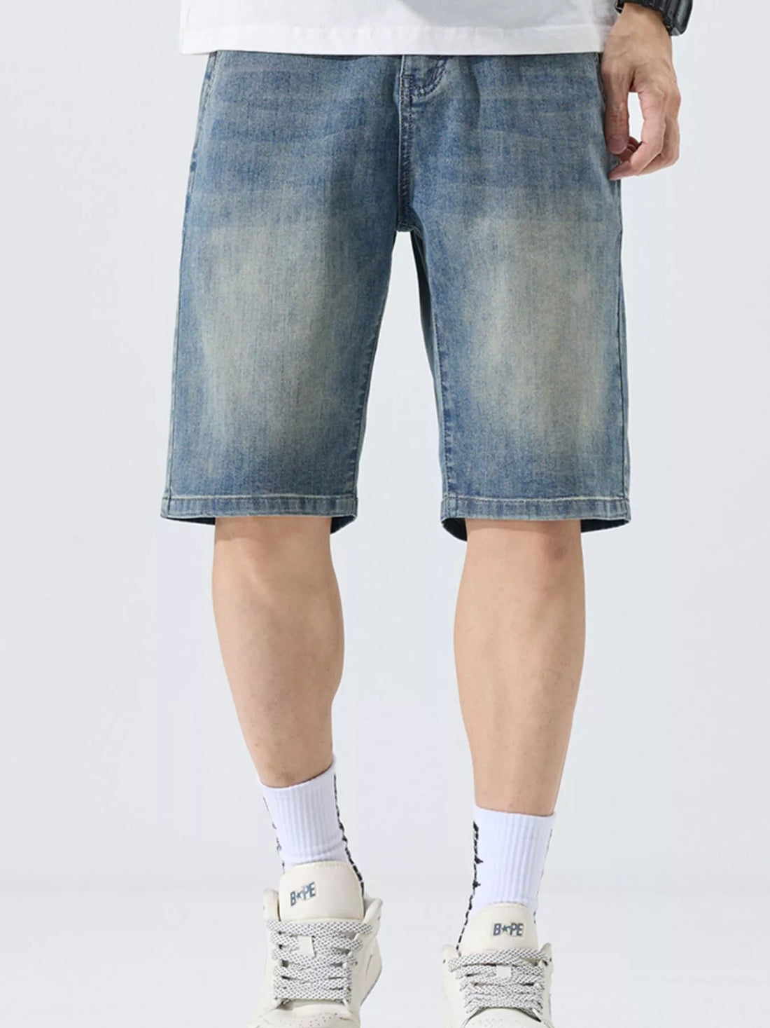 Men's Washed Loose Fit Denim Shorts - cas7m