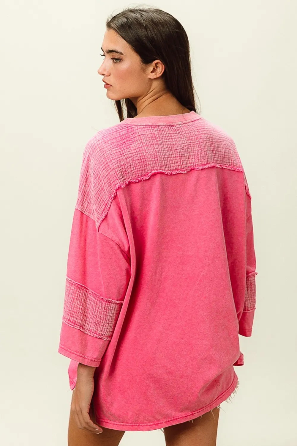 BiBi High-Low Washed T-Shirt - cas7m