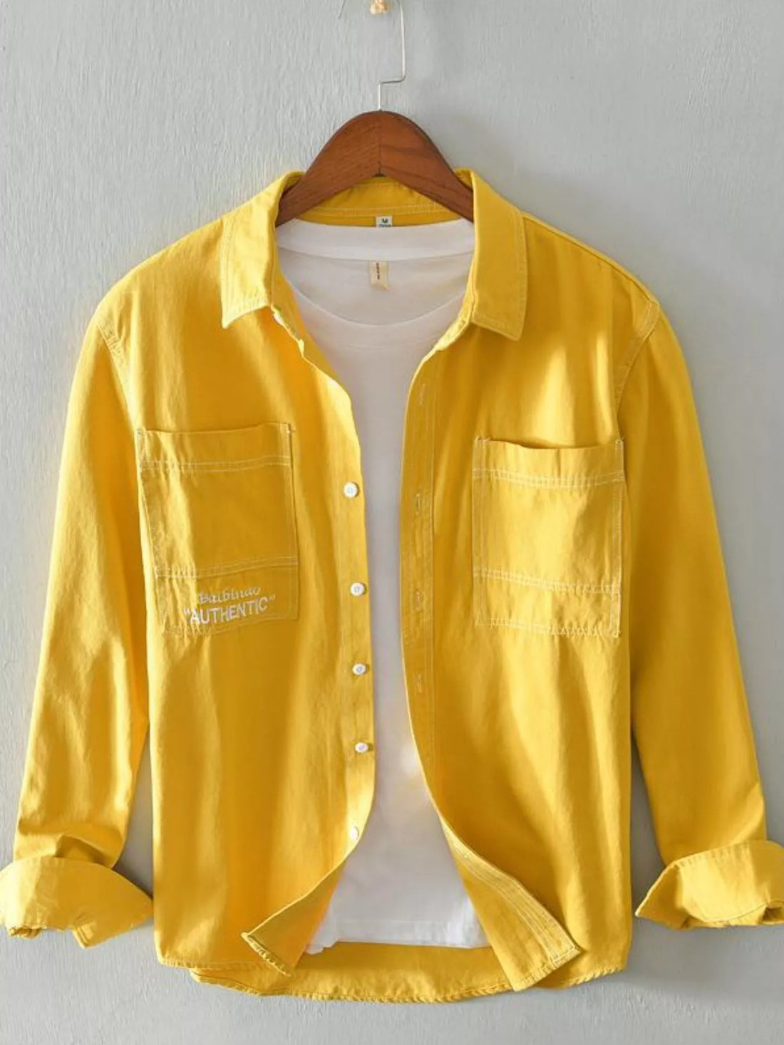Men's Plus Size Button Up Long Sleeve Shirt - cas7m