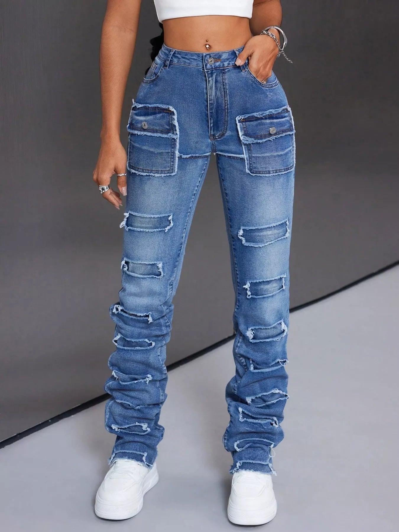Men's Distressed Slim Fit Jeans - cas7m