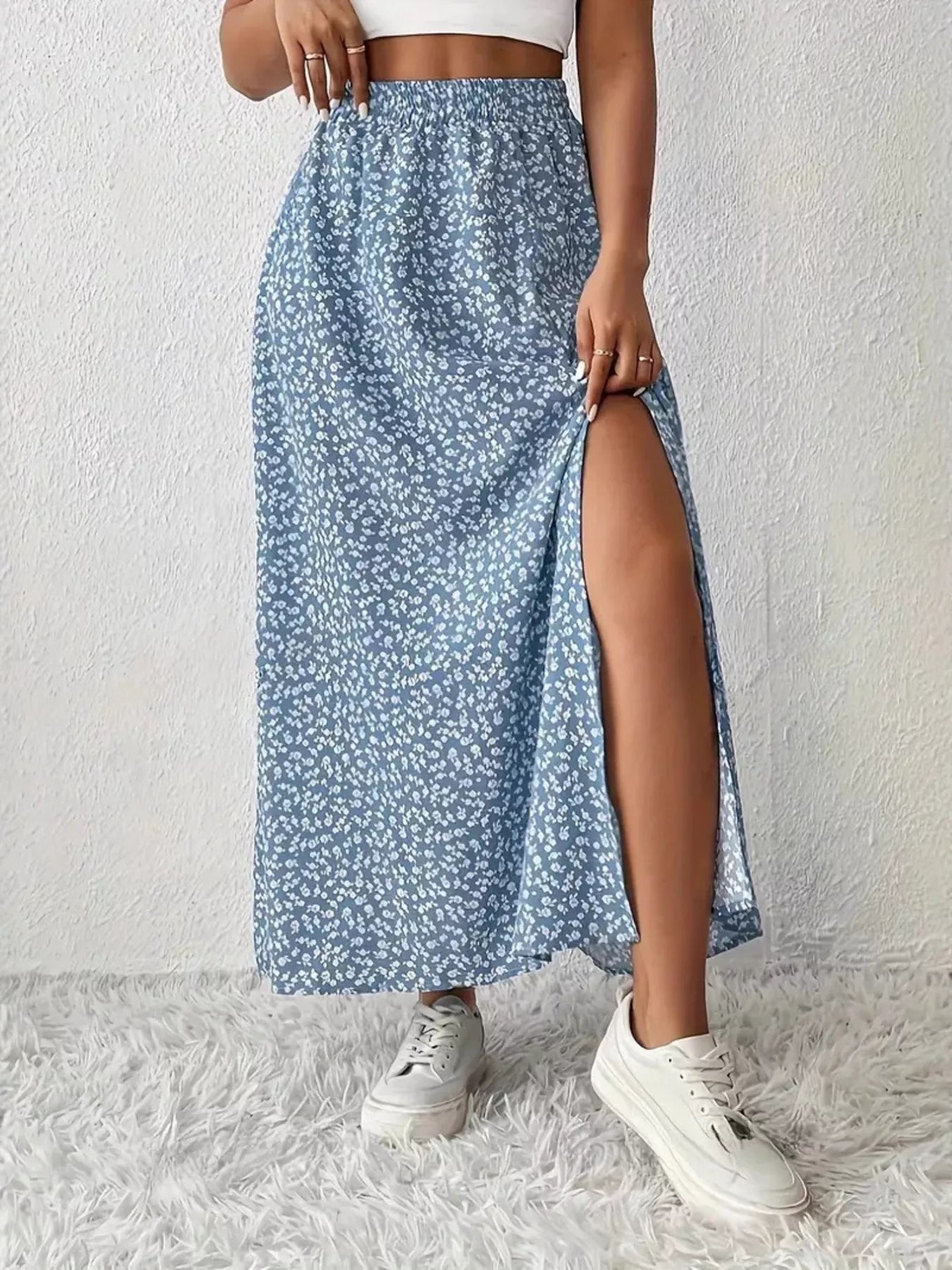 Slit Printed Skirt - cas7m