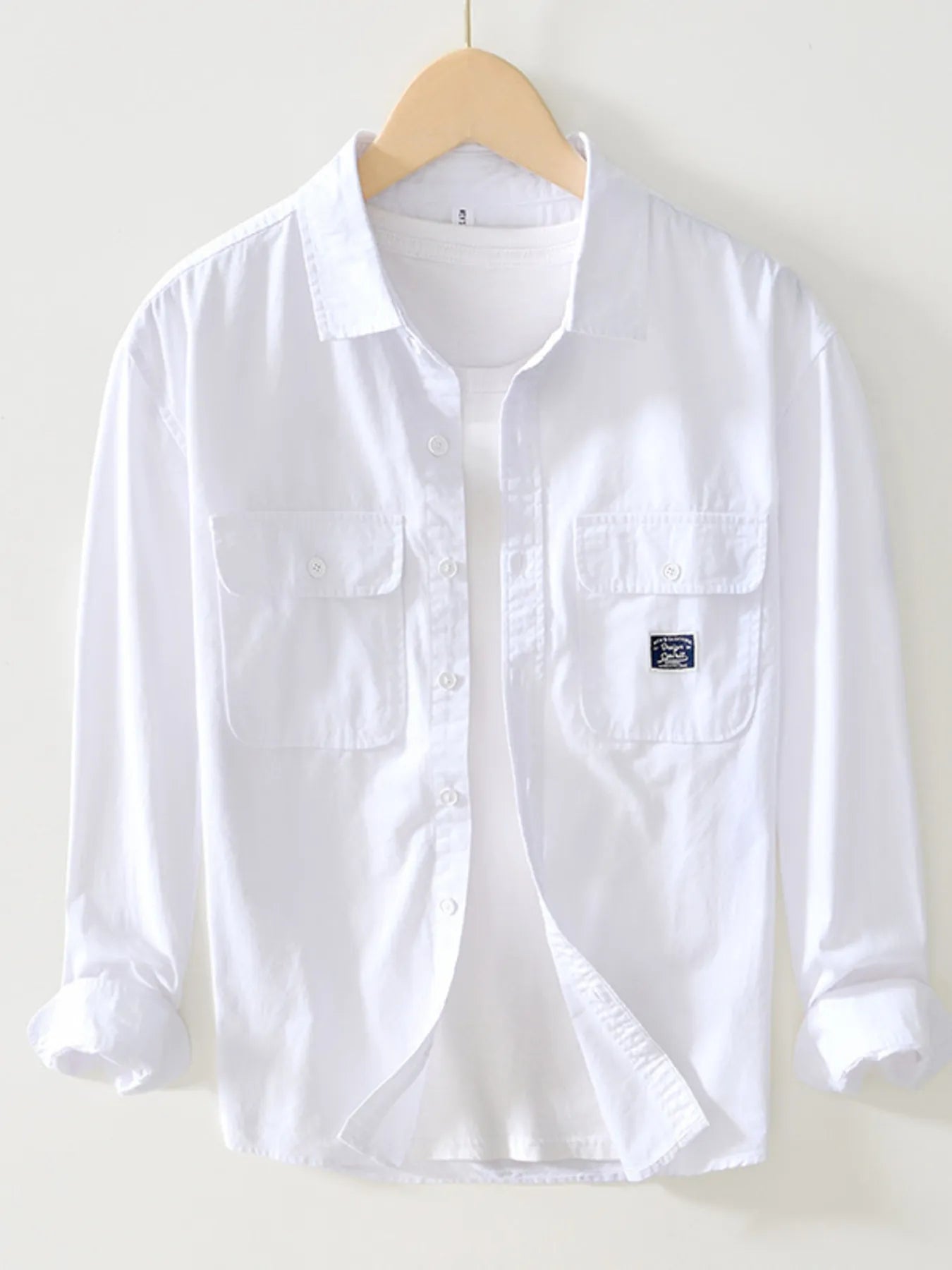 Men's Plus Size Button Up Long Sleeve Shirt - cas7m