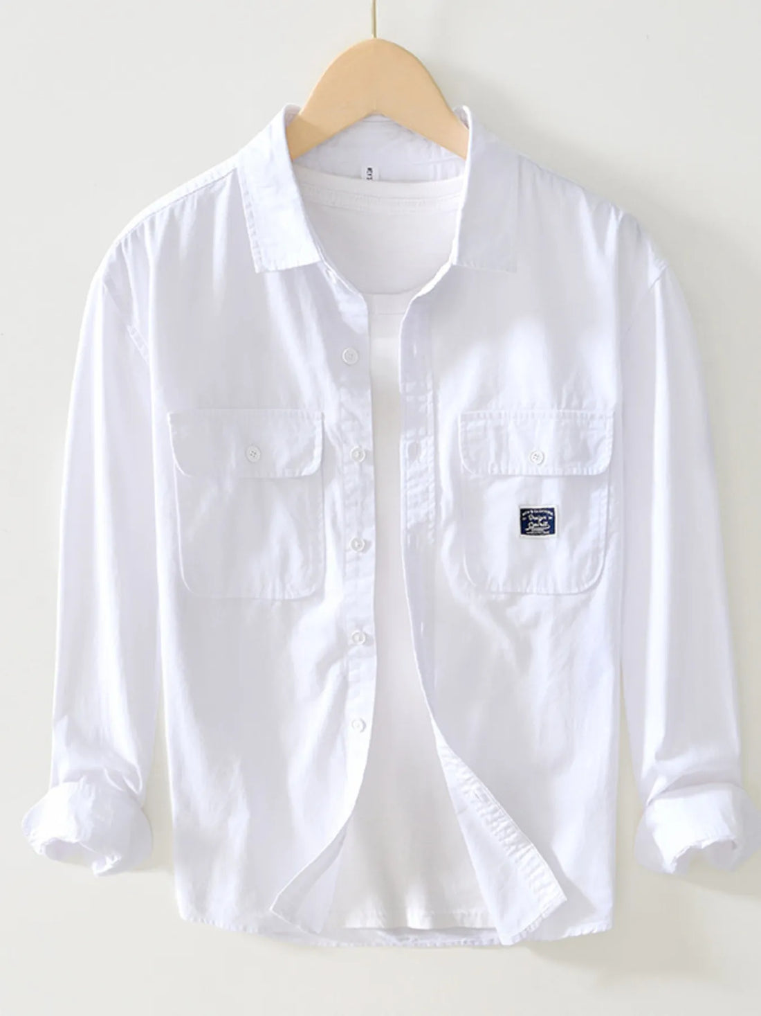 Men's Plus Size Button Up Long Sleeve Shirt - cas7m