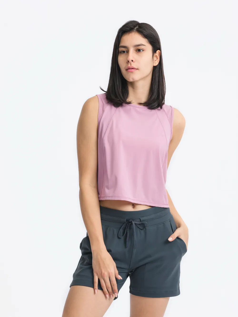Millennia Round Neck Cropped Active Tank - cas7m