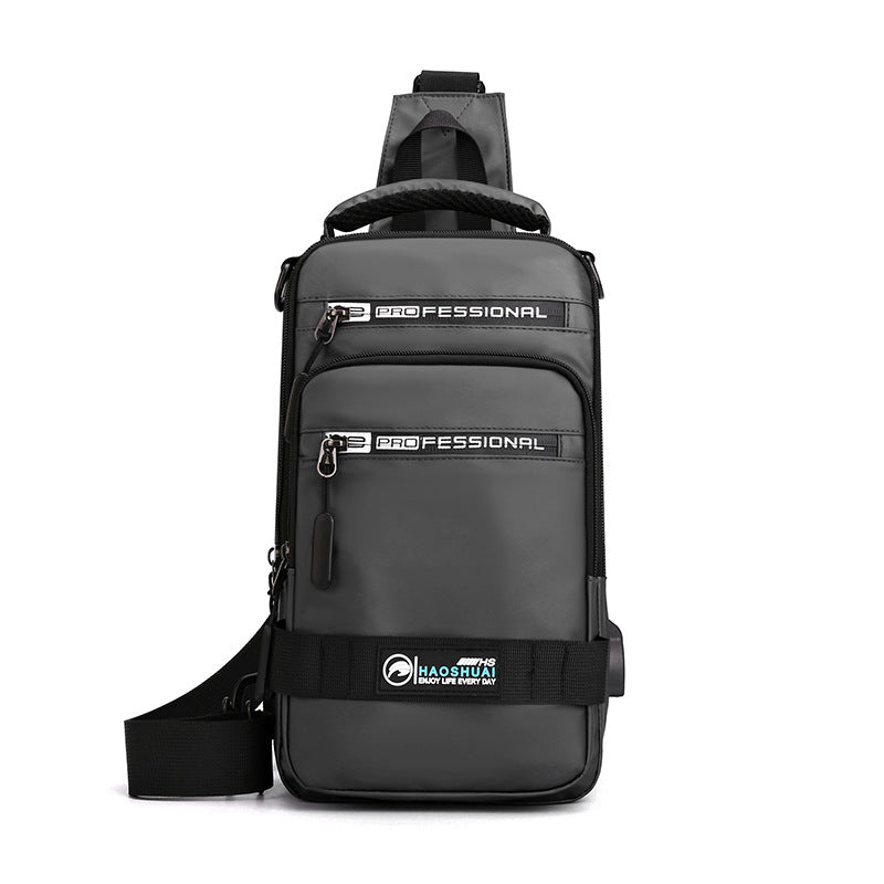Multifunction Bags For Men Nylon Backpack Crossbody Shoulder Bag With USB Charging Port Chest Bags Pack - cas7m