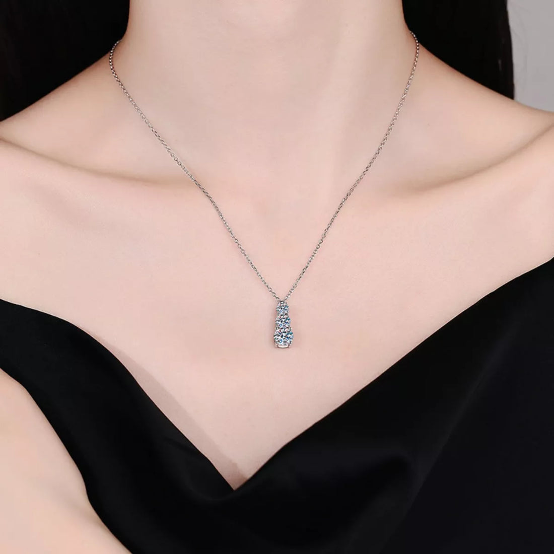 1.8 Carat Moissanite 925 Sterling Silver Pendant Necklace - cas7m