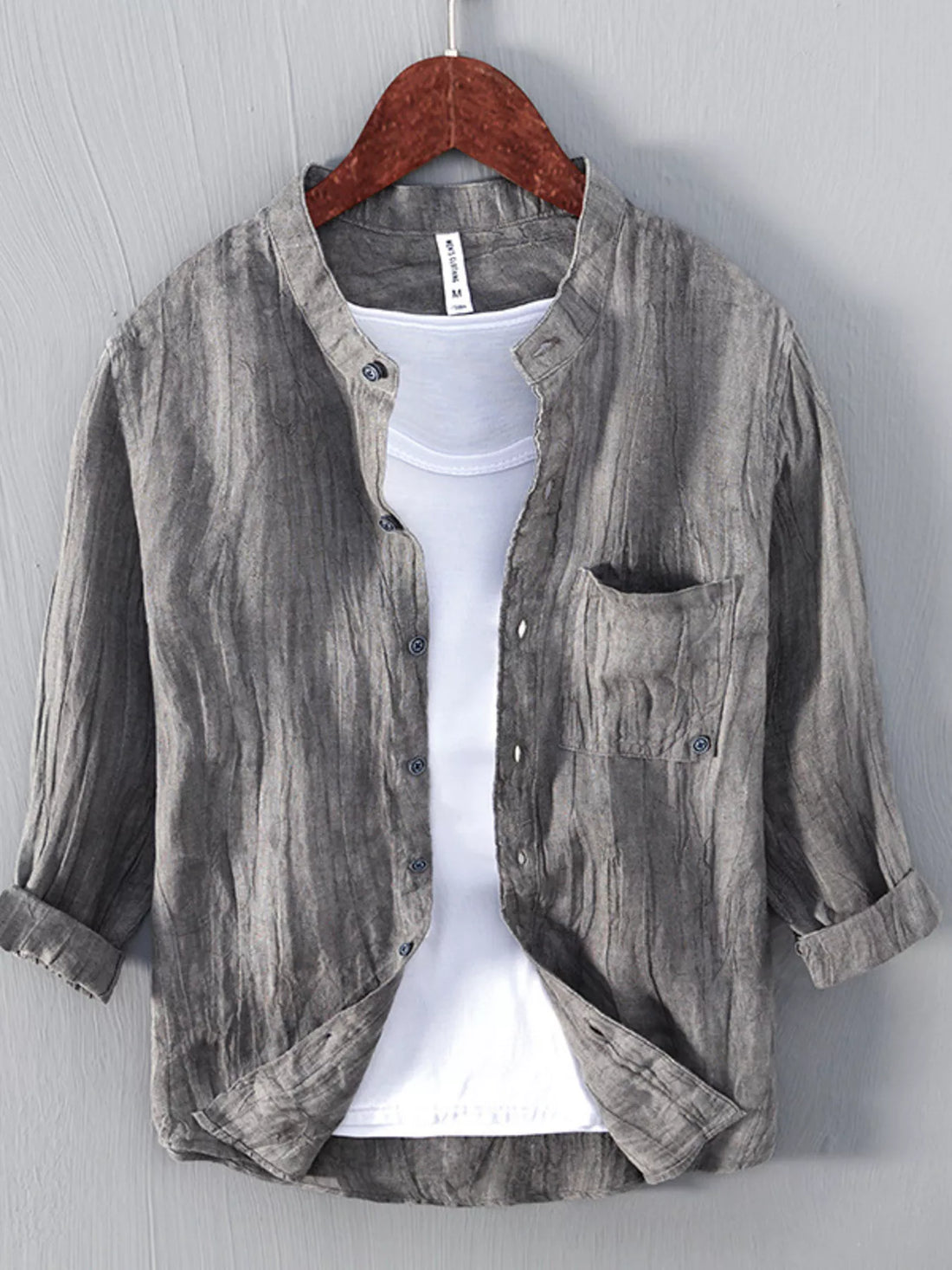 Men’s Casual Linen Three-Quarter Sleeve Shirt - cas7m