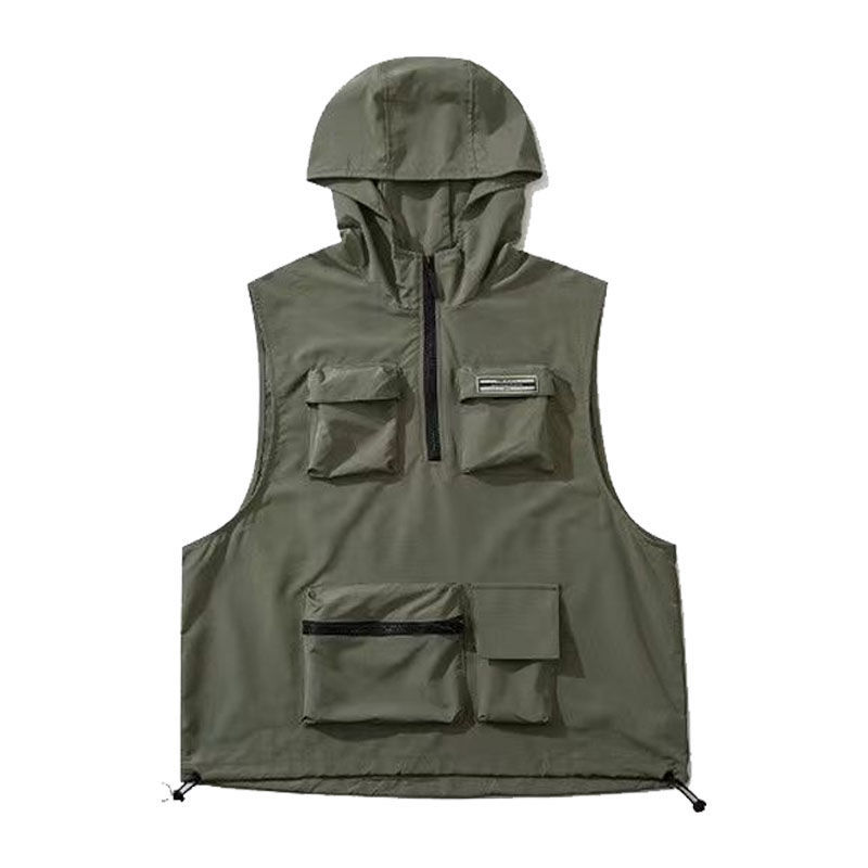 Workwear Casual Vest Sports Hooded Vest - cas7m
