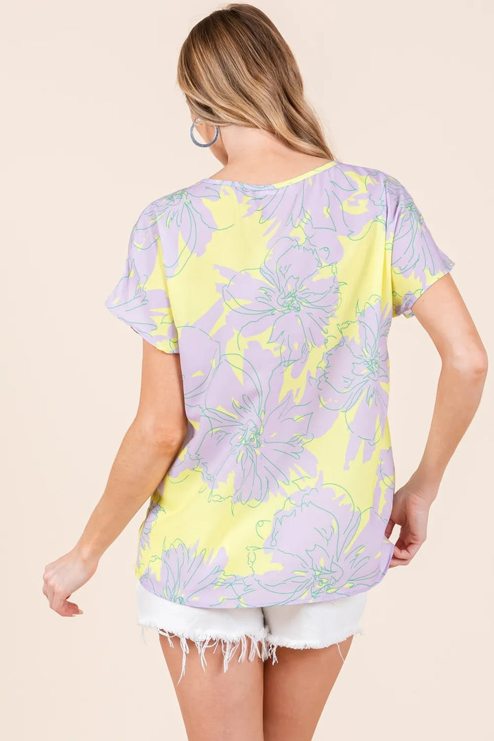 BOMBOM Floral Short Sleeve T-Shirt - cas7m