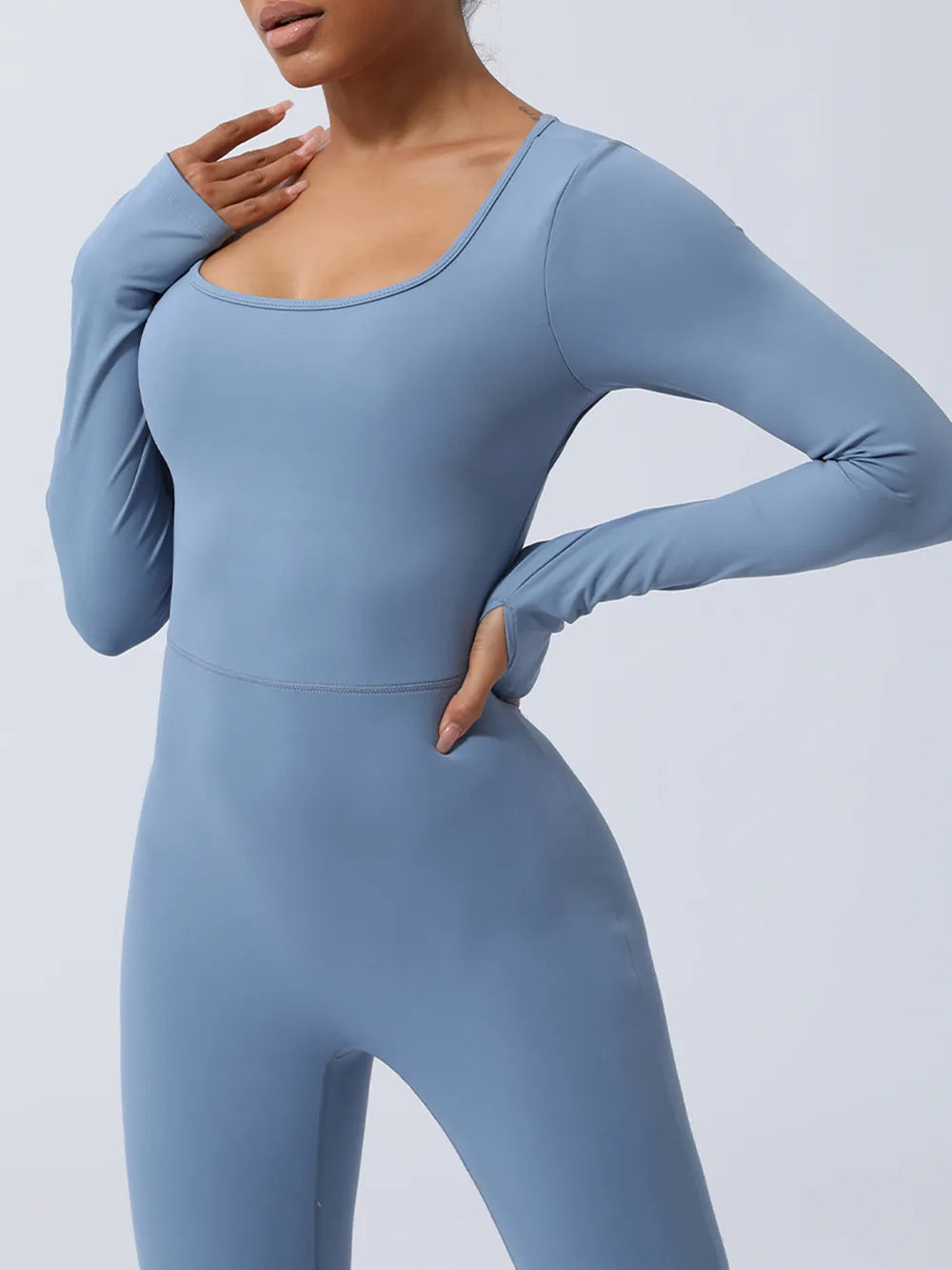 Twisted Backless Long Sleeve Jumpsuit - cas7m