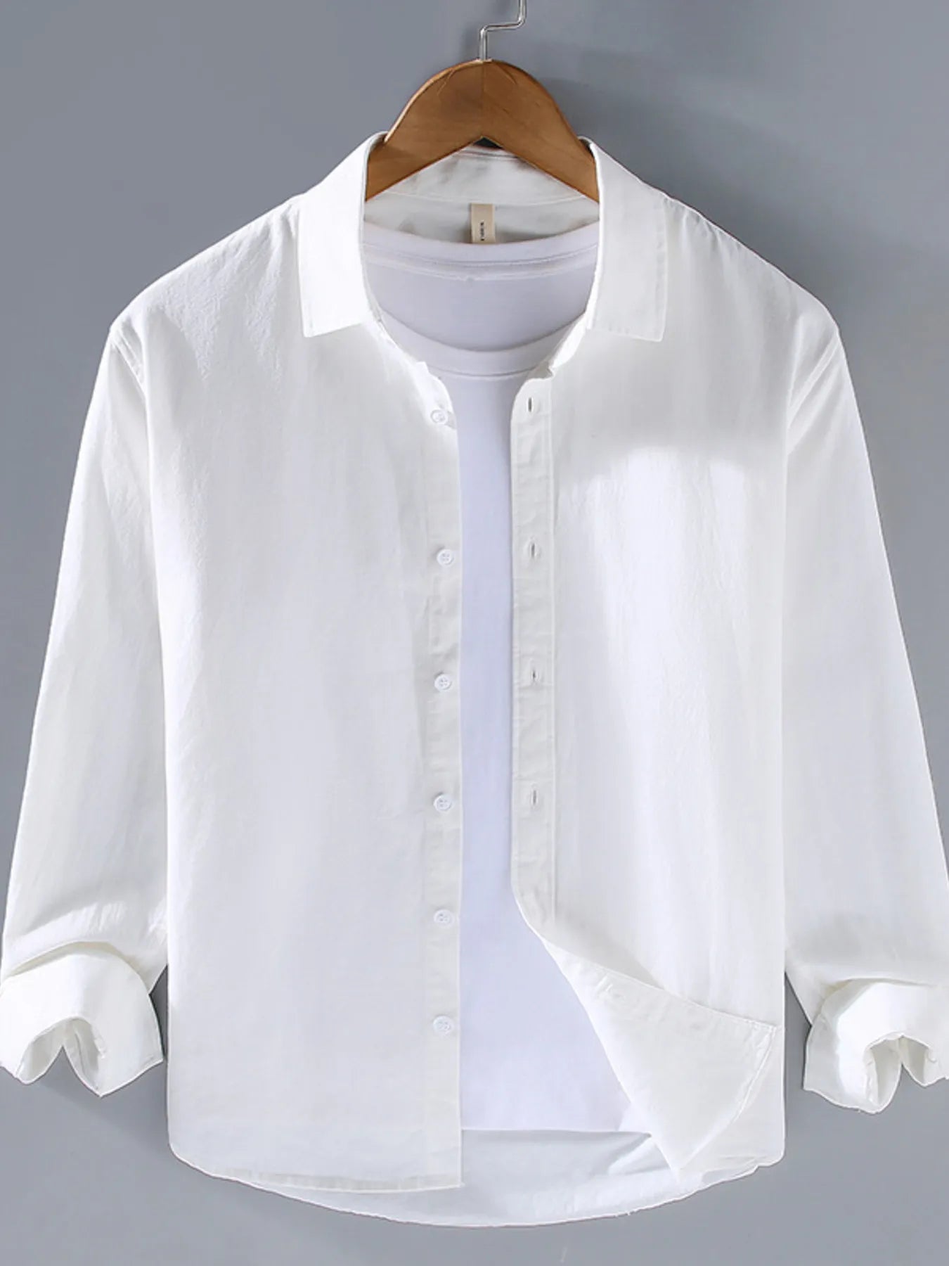 Men's Plus Size Button Up Long Sleeve Shirt - cas7m
