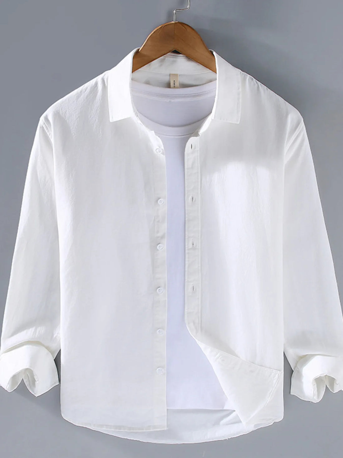 Men's Plus Size Button Up Long Sleeve Shirt - cas7m