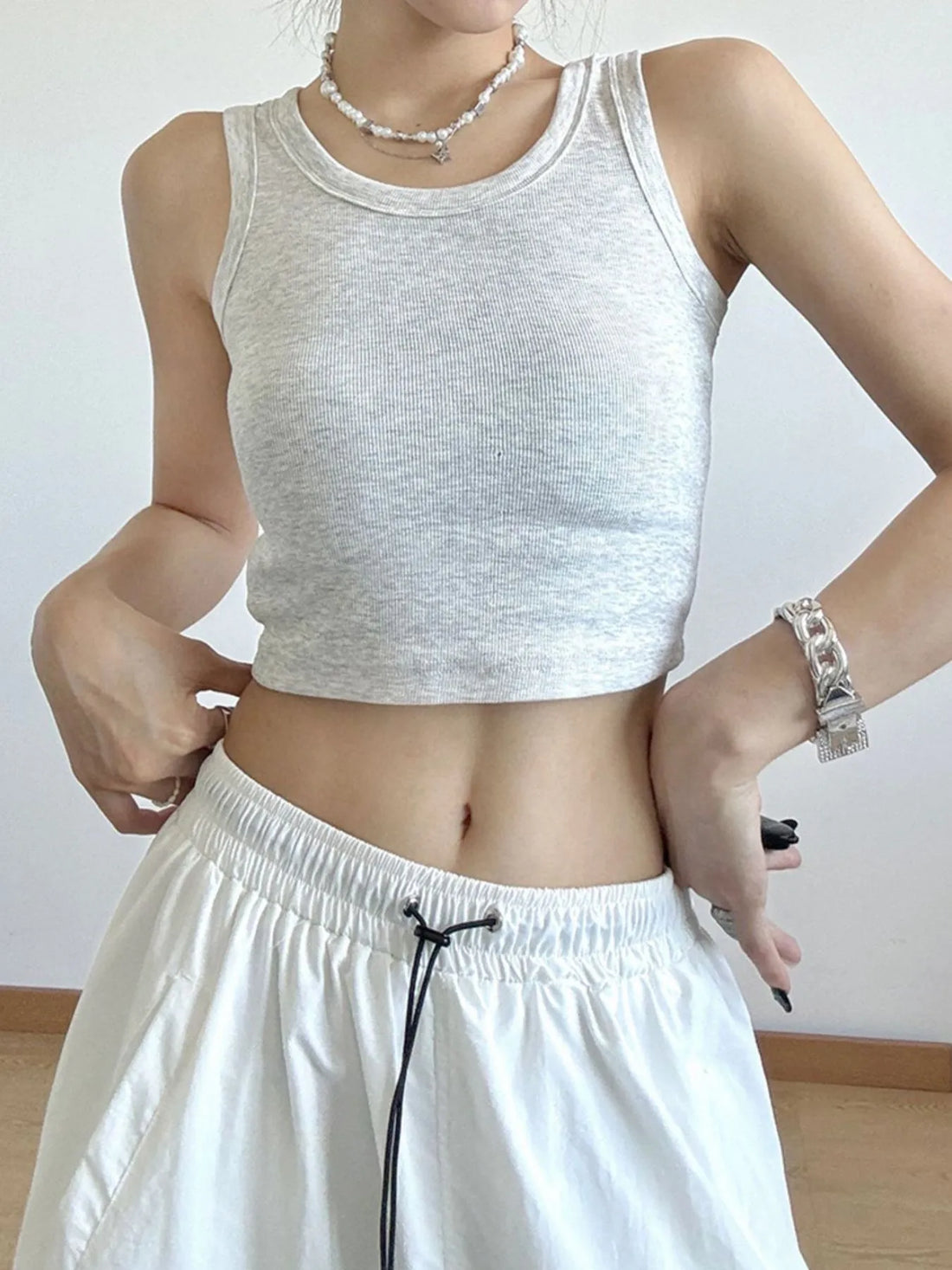 Ribbed Crop Tank Top - cas7m