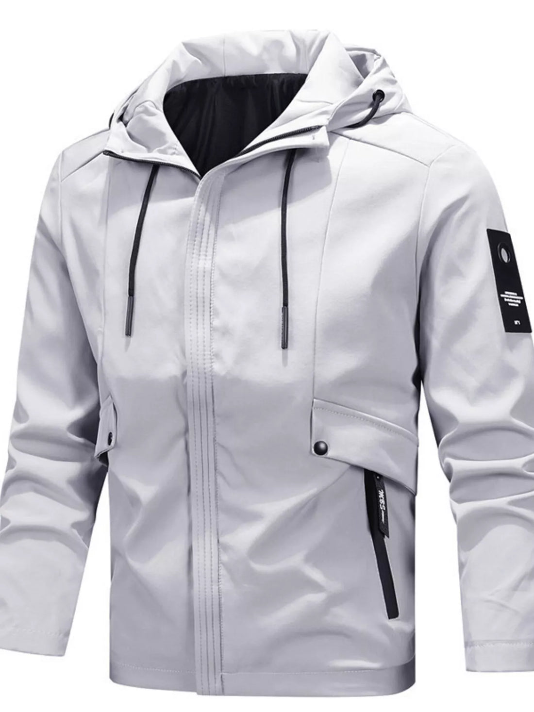 Men's Lightweight Nylon Zip Jacket with Pockets - cas7m